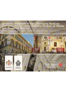 2013 Foglietto SMOM Oratorio dedicato a San Giovanni Battista emissione congiunta con San Marino 